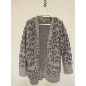 barefoot dreams gray leopard cardigan medium